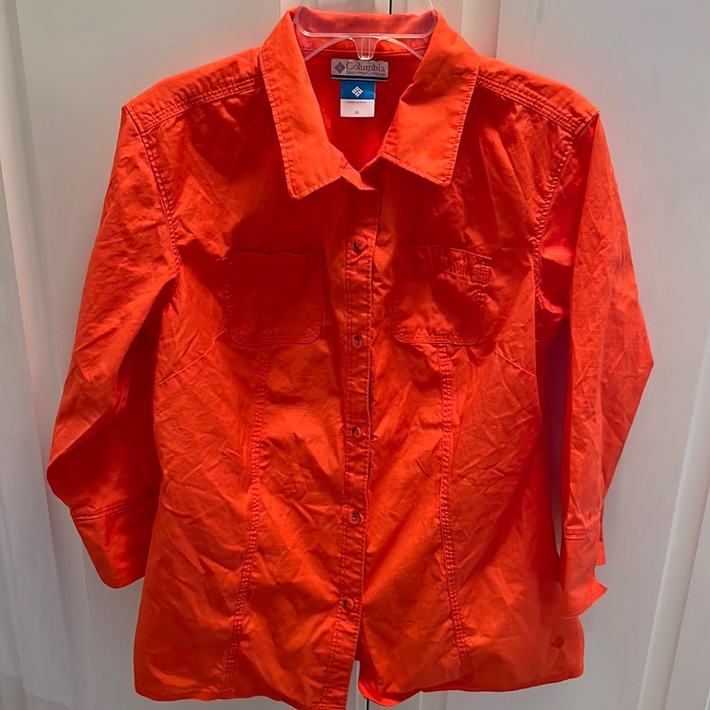 Columbia Orange Button Up Blouse Size M